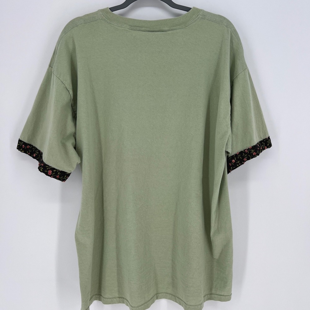 VTG Rosey‎ Bear Embroidered T Shirt Womens XL Green Short Sleeve Posy Bear Top - Picture 8 of 12